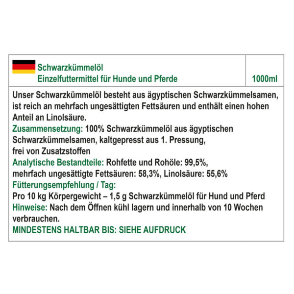 Schwarzkümmelöl für Hunde - Reines Naturprodukt - Innerliche & Äußerliche Anwendung - Wertvolle Inhaltsstoffe für 🐕 🐴 – Bild 3