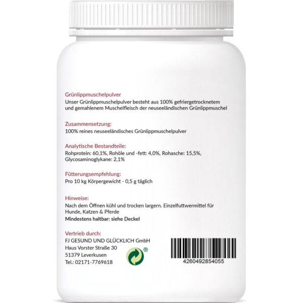 Grünlippmuschelpulver für Hunde - Reines Naturprodukt- Schonende Herstellung - Wertvolle Bestandteile - 100 % Grünlippmuschel für den – Bild 6