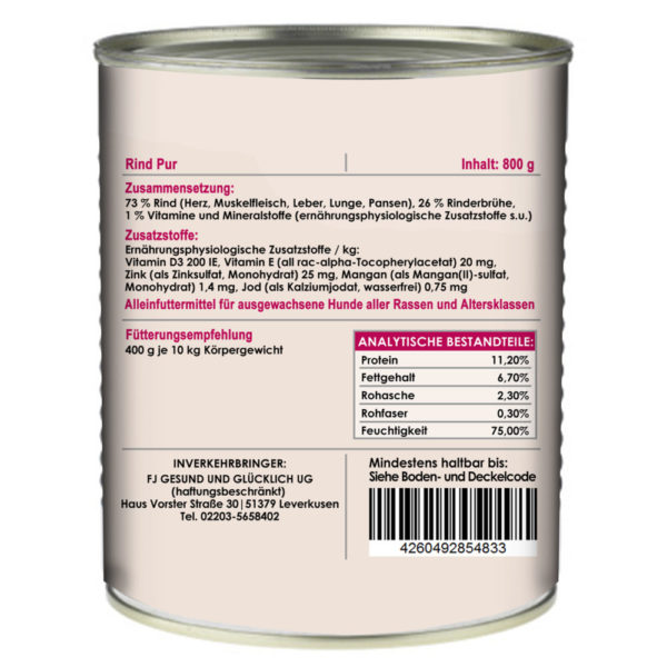 Dosenfleisch Rind Pur – Bild 3